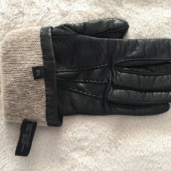 Black leather gloves sz 6.5 - Picture 5 of 9